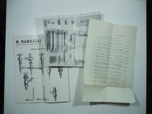R. Radaelli, Milano. Rubinetterie, scaldabagni. Pieghevoli pubblicitari